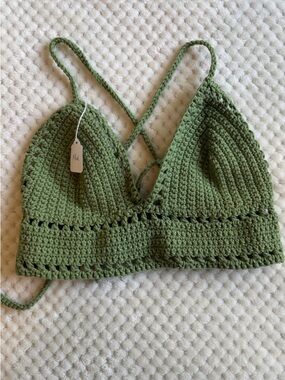 Green crochet top